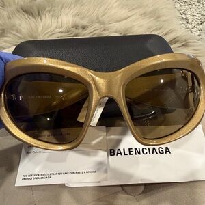 Balenciaga Metallic Gold Women's Sunglasses